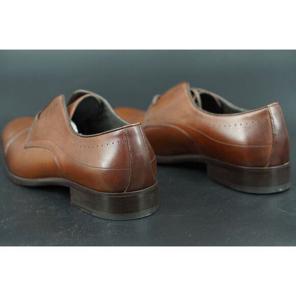 Johnston & Murphy Langford Derby Brown Leather Cap Toe Oxford SZ 11.5 Men Dress